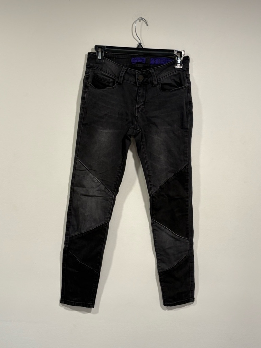 Indigo Rein Women's Skinny Black Patchwork Jeans